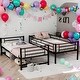 preview thumbnail 15 of 24, Twin Over Twin Metal Bunk Bed with Shelf and Guardrails,White