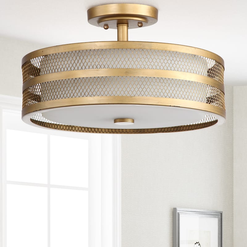 SAFAVIEH Lighting Greta 3-light Veil Gold Ceiling Light - 15.75"x15.75 "x9.625"