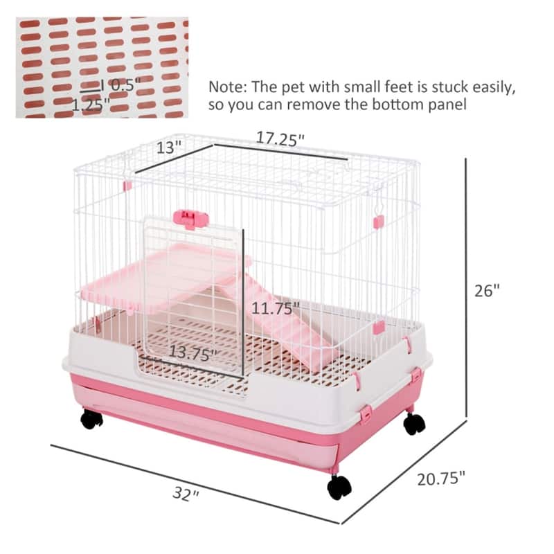 Pink Hamster Small Pet Cages Platform and Ramp are Including - 32"L x 20.75"W x 26"H