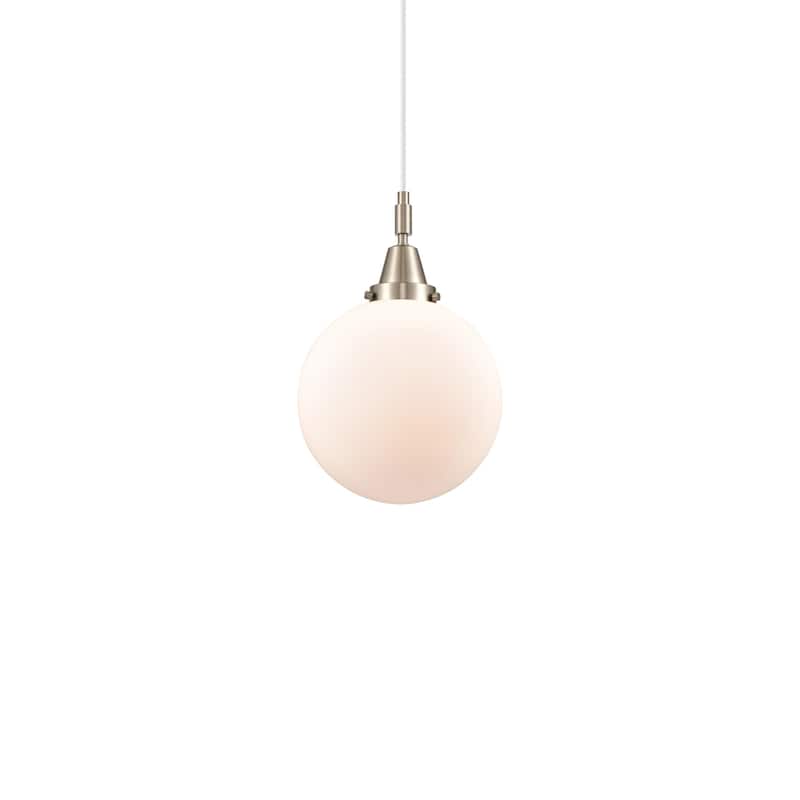 Innovations Lighting 447-1P-15-10 Beacon Pendant Beacon 10" Wide Mini - Brushed Satin Nickel / Matte White