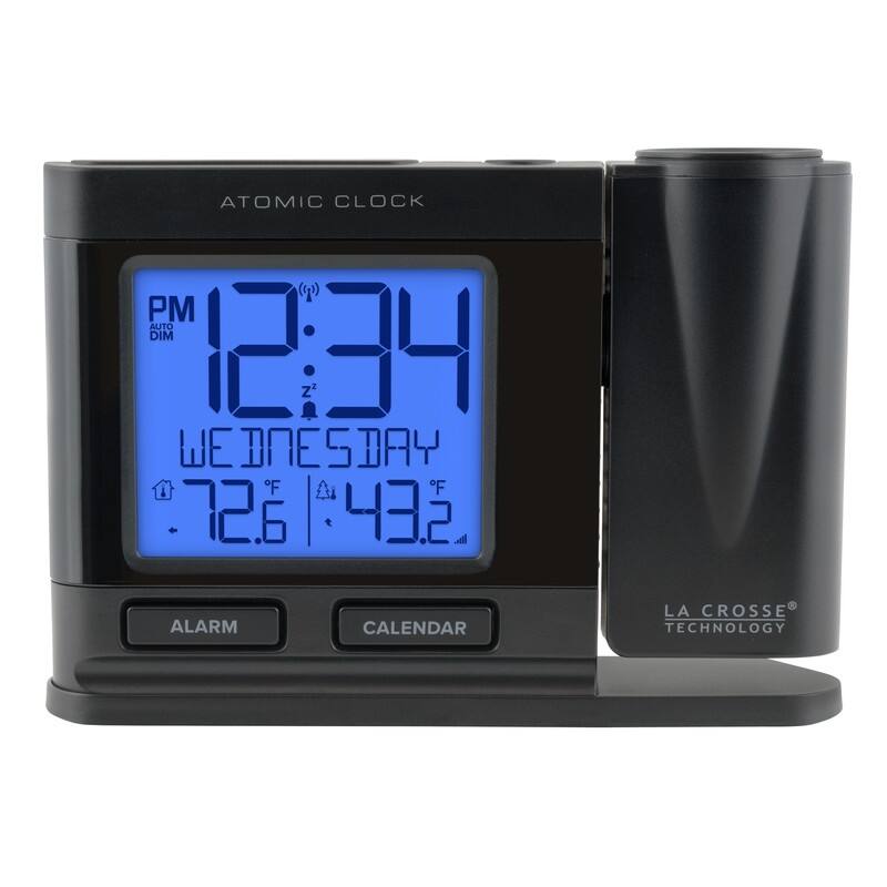La Crosse Black Atomic Projection Alarm Clock with Temp, 616-41667 - Black