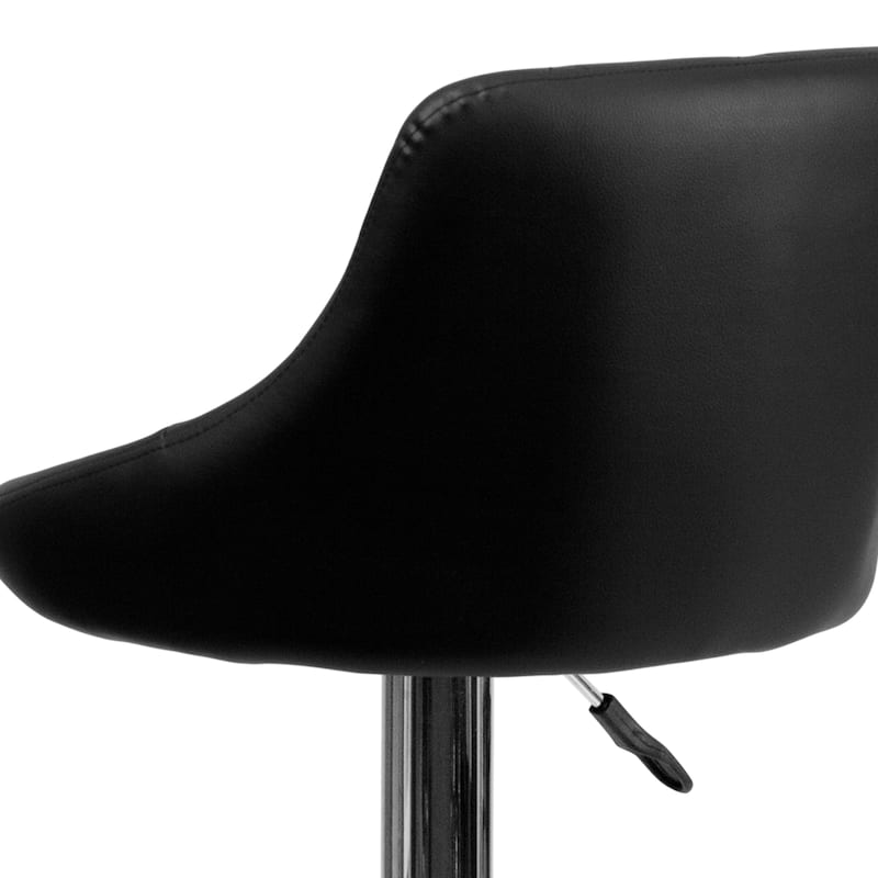 Diamond Pattern Vinyl Bucket Seat Adjustable Barstool - 18.5"W x 19"D x 33.25" - 41.75"H