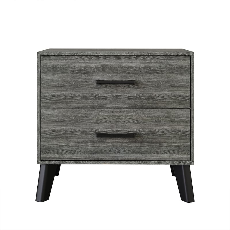 CraftPorch Classic Style 2-Drawers Wooden Nightstand - Dark Grey