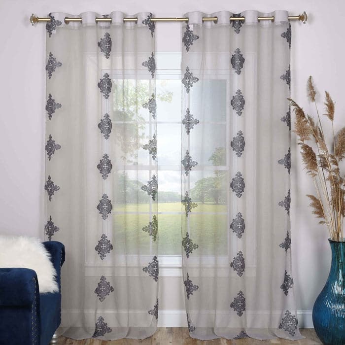 Superior Damask Grommet Sheer Window Curtain Panels (Set of 2)