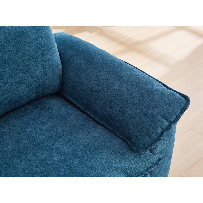 Cloud Lazy Chaise Lounge, Single Sofa Chair & Storage Ottoman Set of 2, Oversize Chenille Upholstered Lounge Sleeper Sofa