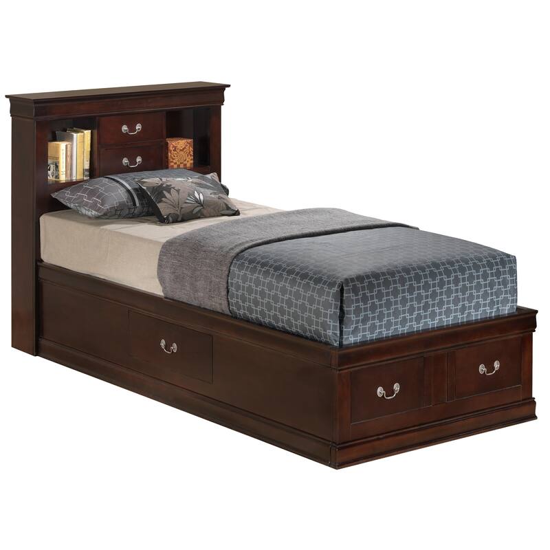 Glory Furniture Louis Phillipe Storage bed - Cappuccino - Twin