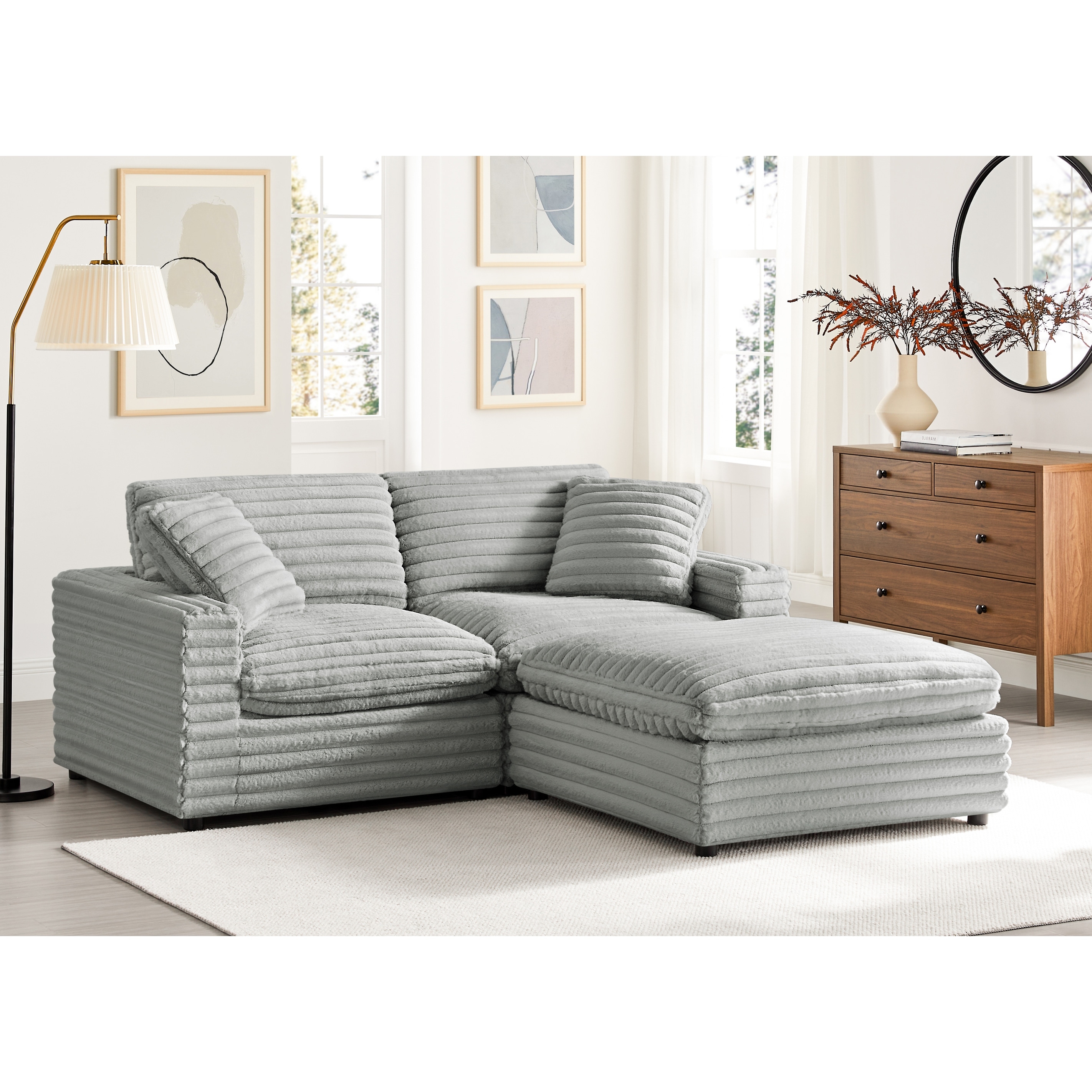 Josephine Plush Cord-Like Fabric 3-piece Chofa