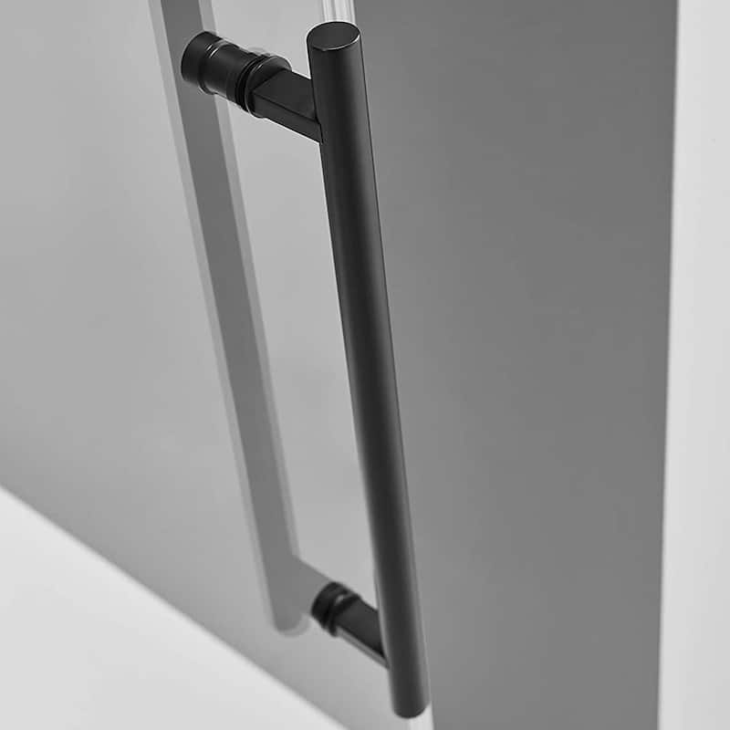 Serene Valley 56 x 74 Inch Big Roller Frameless Sliding Shower Door, Matte Black - 147
