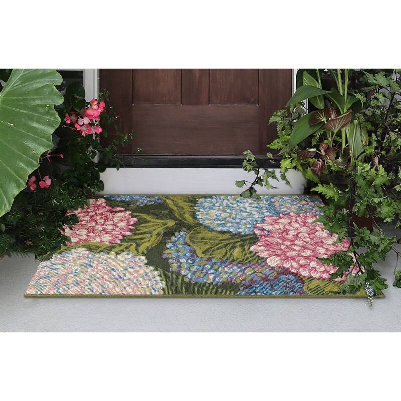 Liora Manne Esencia Hydrangeas Indoor/Outdoor Mat - 2' x 2'10" - Multi