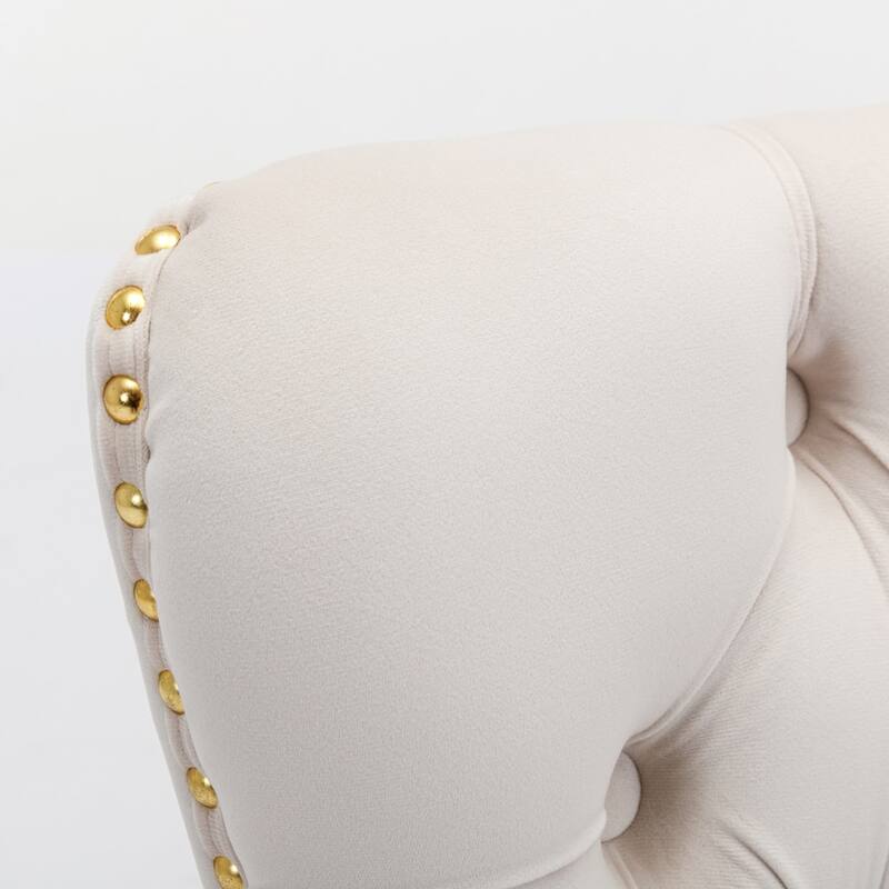 GDF Studio - Modern Velvet Upholstered Wood Dining Chair Set with Chrome Legs & Nailhead Trim (Set of 2)