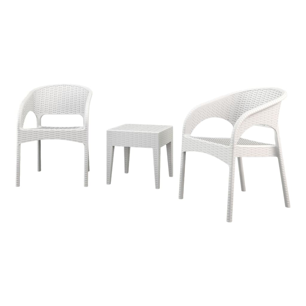 3-Piece White Patio Seating Conversation Set 32"