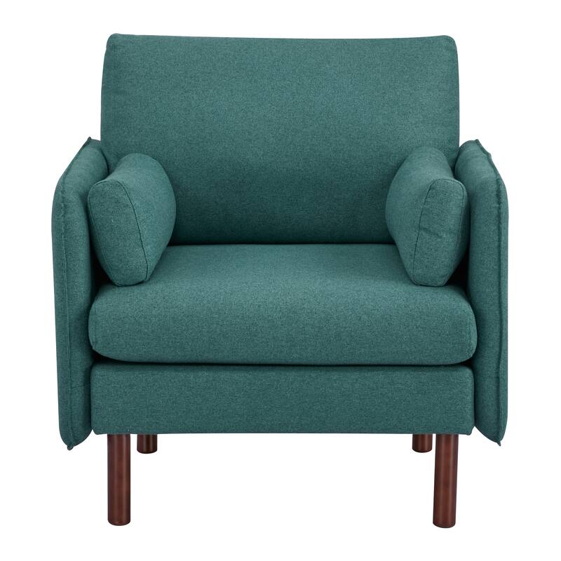 Yucca Modern Accent Chair, Polyester / Vegan Leather Armchair - Includes 2 throw pillows