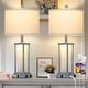 preview thumbnail 1 of 5, Set of 2 Modern 30-Inch Touch Control Table Lamps with USB, USB-C & AC Outlet - 12.5'' x 12.5'' x 27'' 12.5'' x 12.5'' x 27'' - Grey