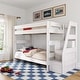 preview thumbnail 16 of 20, Max and Lily Modern Farmhouse Twin Over Twin Bunk Bed With Staircase White Wash