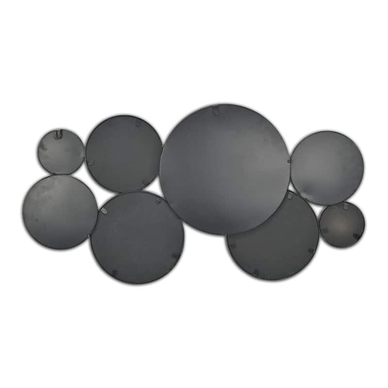 HomeRoots Set Of Eight Black Metal Round Cojoined Accent Mirrors - 36.00 in. x 19.00 in. x 1.75 in.