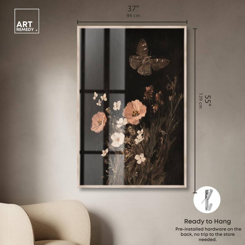Poppy and Moth I Shadowbox by Art Remedy