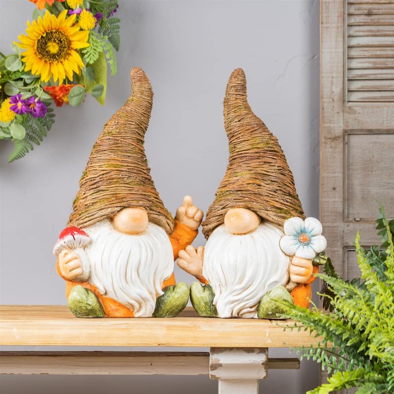 Gnome Outdoor Garden Figurines - 16.5" - Set of 2