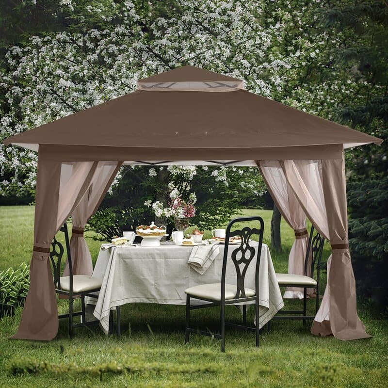 ABCCANOPY 13'x13' Pop Up Gazebo with Mosquito Netting - 13ftx13ft - Brown