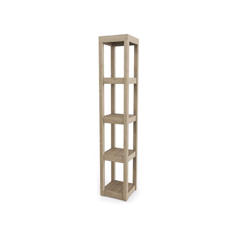 The Original Sula Square Teak Bath Stand - Grey - 5 Tier