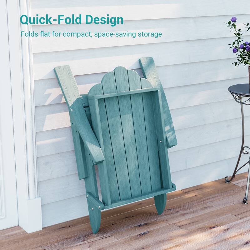 Foldable HDPE Adirondack Chair All-Weather W/ Cup Holder