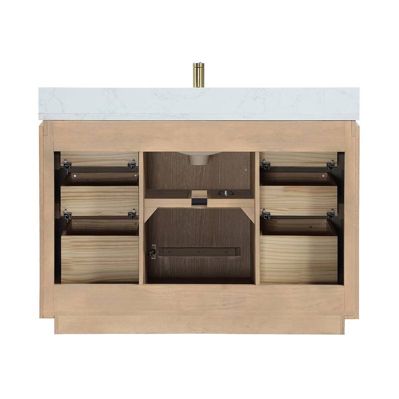 San Single Bath Vanity with Composite Stone Top and Mirror