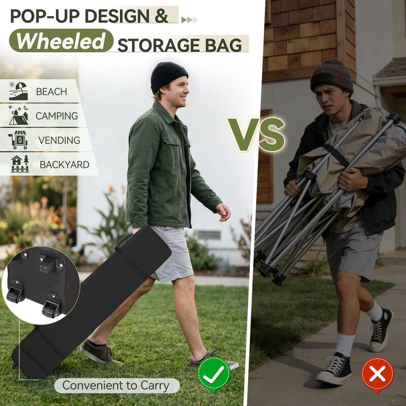 13x13 FT Pop Up Canopy Tent with Netting, UPF 50+ Outdoor Canopy with Automatic Eaves & One-Push Lock, for Patio & Parties