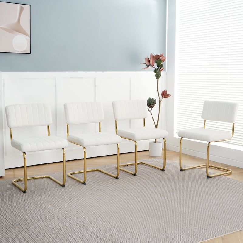 Modern simple light luxury dining chair White chair Family bedroom stool back Dressing chair Student chair Metal legs (g