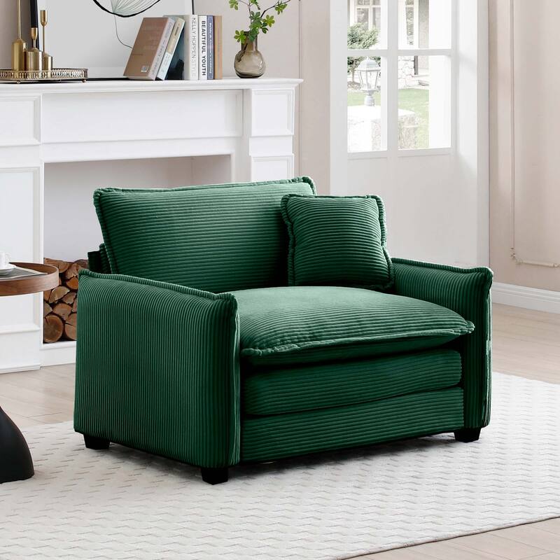 Livingroom Corduroy Single Deep Seat Sofa Chair with Pillow