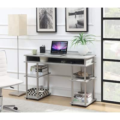 Desk with Shelves - No Tools Home Office Computer Desk, Corner Vanity Nail Table - 47.25"