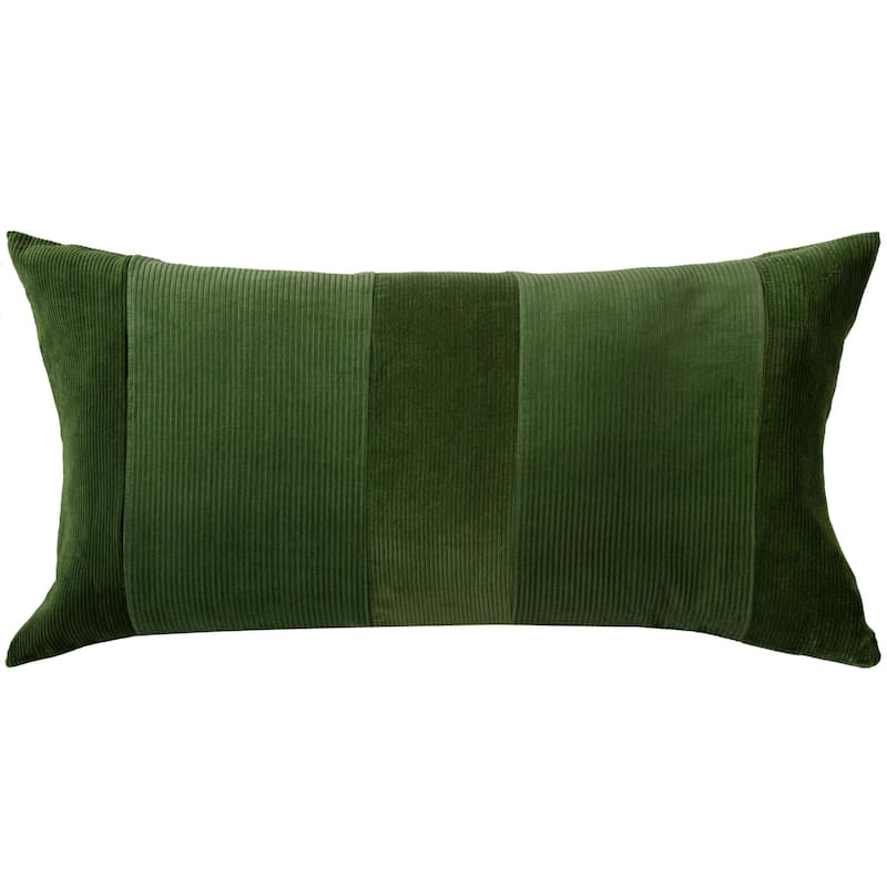 Rizzy Home Solid Color Cotton Velvet Modern Throw Pillow - Down Alternative - Green