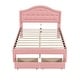 preview thumbnail 8 of 12, Full-Size Upholstered Platform Bed with Seashell Headboard, LED Lights, 2 Storage Drawers and Wood Slat Support, Pink