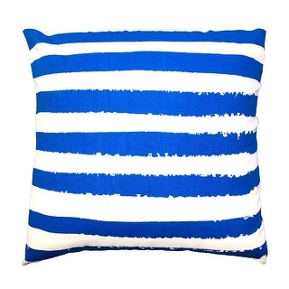 20" Modern Square Cotton Accent Throw Pillow, Screen Printed Stripes Pattern with Polyester Filler, Blue
