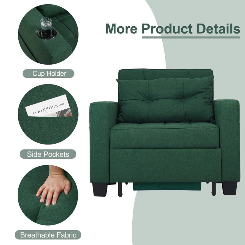 Pull Out Sofa Couch Bed Convertible Sleeper Sofa Bed with Storage Chaise, Sofa Couch