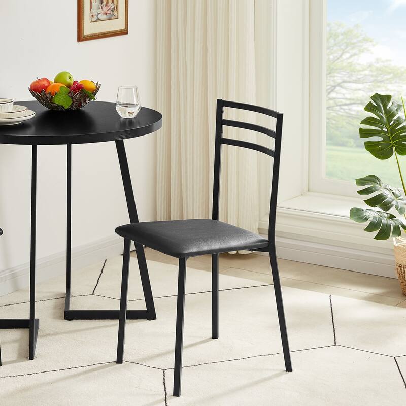 VECELO Modern Dining Chairs Set of 2 with Faux Leather Seat, Black