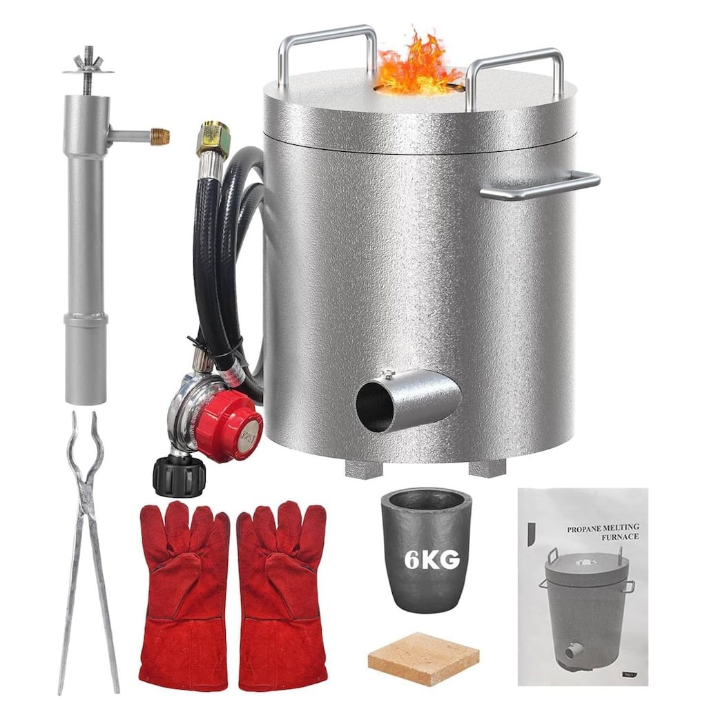 6KG Propane Melting Furnace Kit with Crucibles & Tongs Kiln