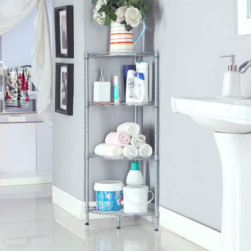 4-Tier Metal Storage Rack Silver