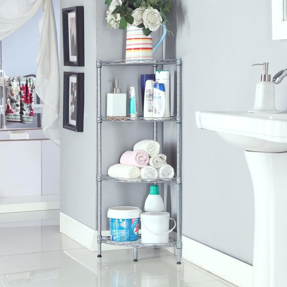 4-Tier Metal Storage Rack Silver