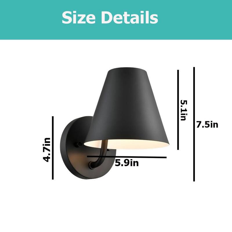 2 Pack bulbs light black light fixture metal wall lights