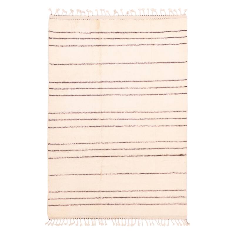 ECARPETGALLERY Hand-knotted Pak Finest Marrakesh Cream Wool Rug - 4'4 x 6'1