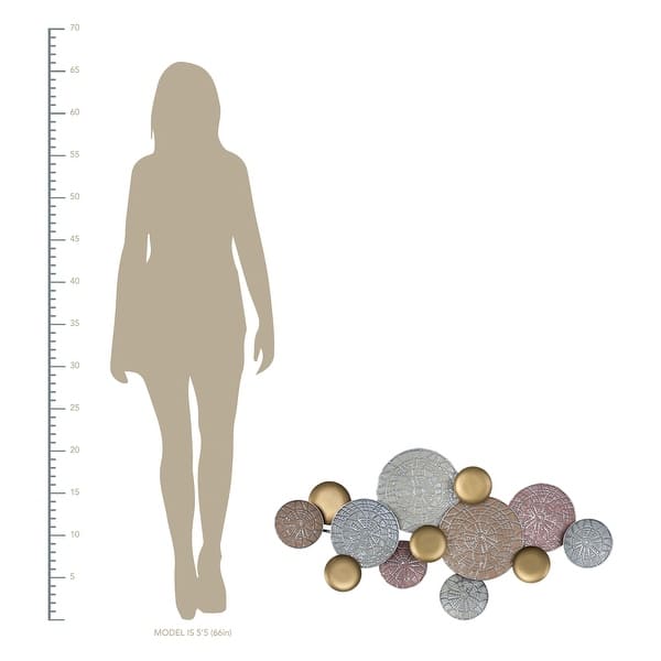 Stratton Home Decor Modern Pink and Gold Metal Plates Wall Decor Bed