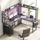 preview thumbnail 8 of 37, L Shaped Desk with Full Hutch and Power Hub, Corner Desk Computer Desk Office Writing Desk Grey Oak