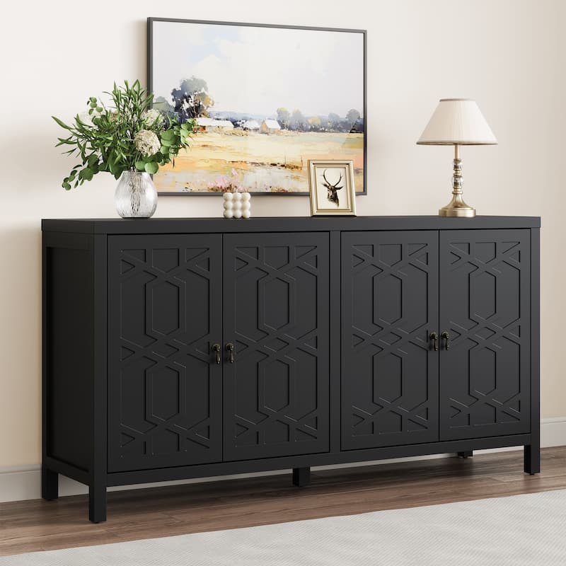60" W Sideboard Cabinet with Adjustable Shelves and 4 Doors