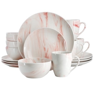 16 Piece Porcelain Dinnerware Set in Red - Bed Bath & Beyond - 41391235