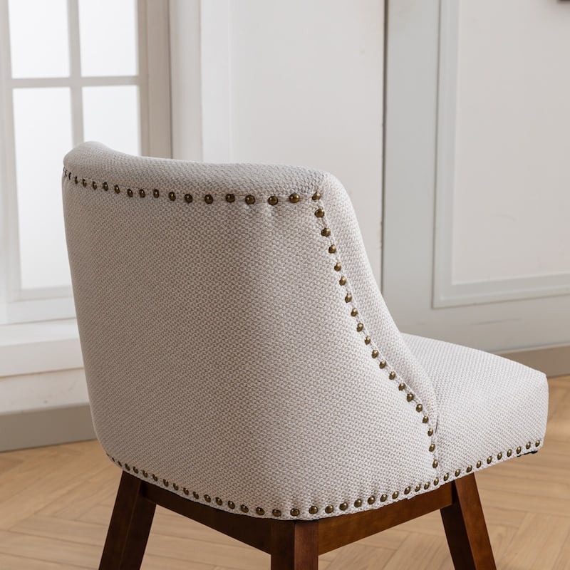 GDF Studio - Meryn Upholstered 26-Inch Counter Height Swivel Bar Stools with Curved Back (Set of 2)