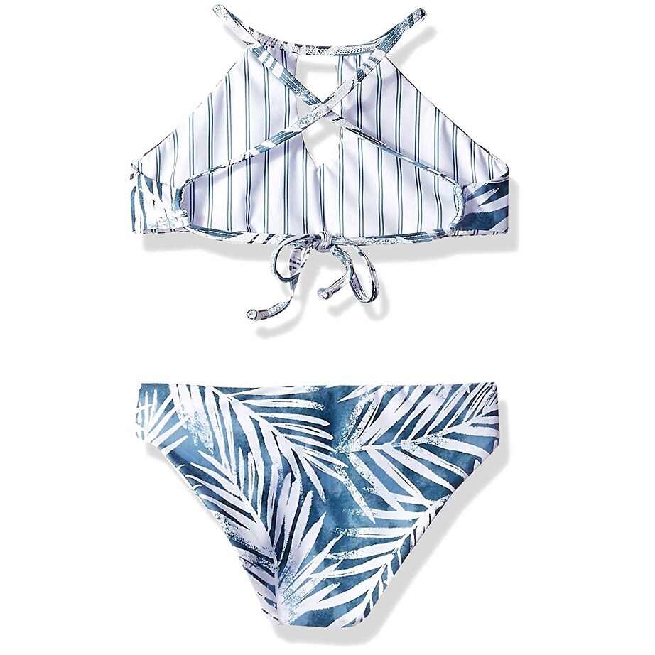 Splendid Girls Crisscross High Neck Bikini Top Retro Bottom Swimsuit Set Splendid Girls Crisscross High Neck Bikini Top Retro Bottom Swimsuit Set