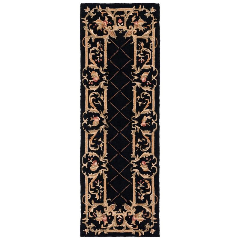 SAFAVIEH Handmade Chelsea Hasime French Country Wool Rug - 3' x 10' Runner - Black