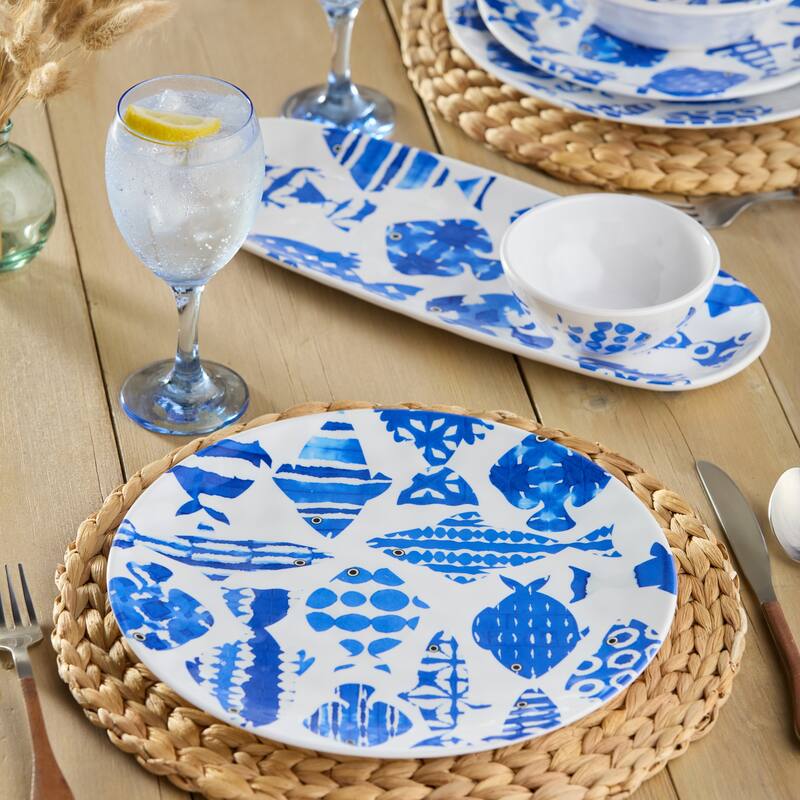 Certified International Fish Tale Melamine 11" Dinner Plates, Set of 6 - 11.00"L x 11.00"W x 0.50"H