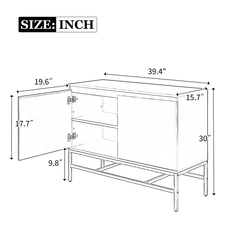 2 Doors Sideboard Buffet Cabinet with Adjustable Shelf & Gold Legs, Accent Cabinet Console Table for Dining Room Entryway, Navy