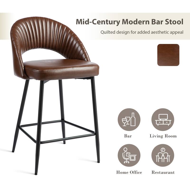 Glitzhome Set of 2 41"H Modern Tapered Leg Counter or High Bar Stools