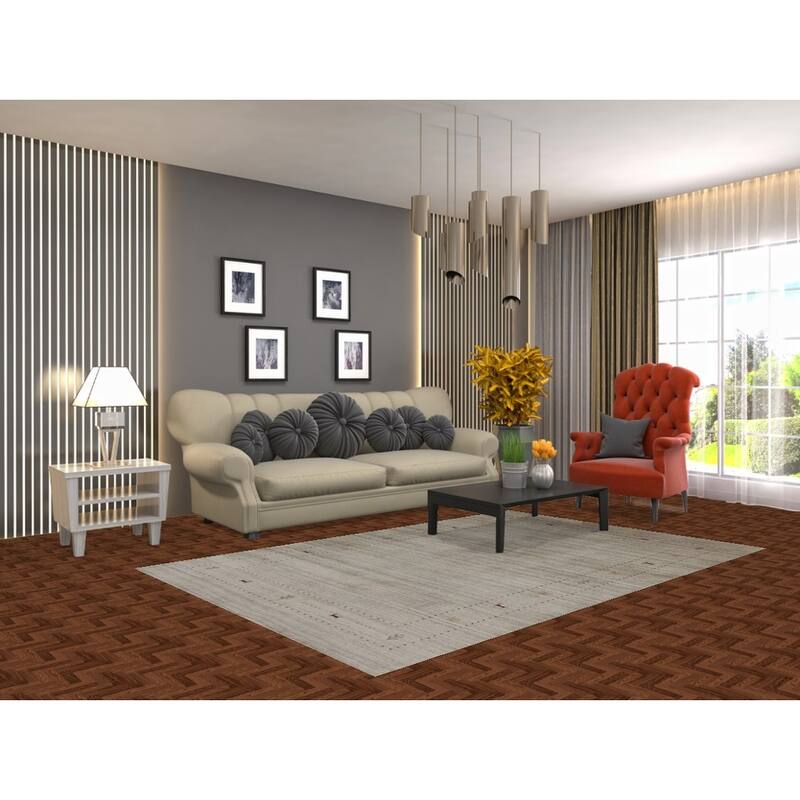 Hand Knotted Oriental 100% Wool Carpet Tribal Animal Pictorial Beige & Ivories Gabbeh Area Rug - 7' 9'' X 5' 1''